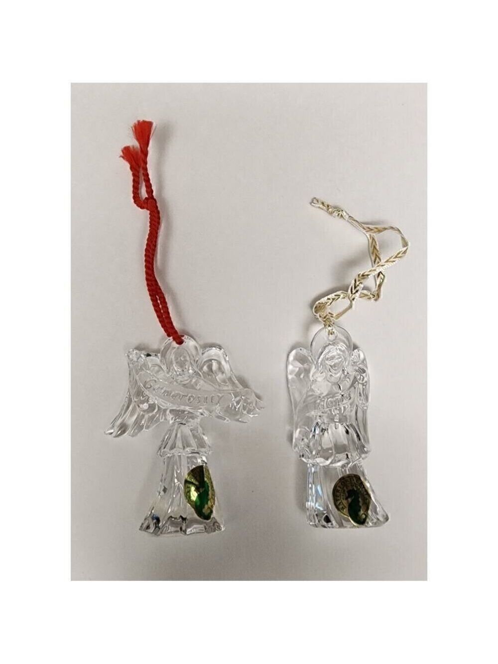 Waterford 2PC  Crystal Millennium 3" Angel GENEROSITY & HOPE Nativity Ornaments